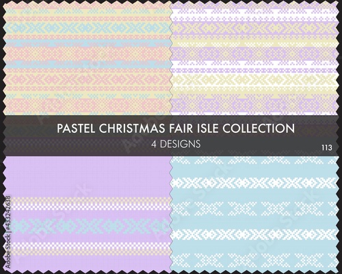 Pastel Christmas Fair Isle Seamless Pattern Collection