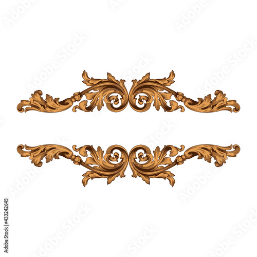 Vintage Baroque Victorian frame border floral ornament leaf scroll engraved retro flower pattern decorative design tattoo black and white Japanese filigree calligraphic vector heraldic swirl