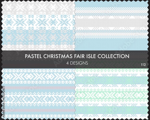 Pastel Christmas Fair Isle Seamless Pattern Collection