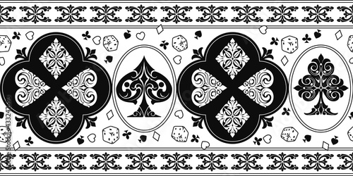 Gambling vintage horizontal seamless pattern