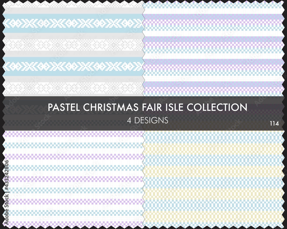 Pastel Christmas Fair Isle Seamless Pattern Collection