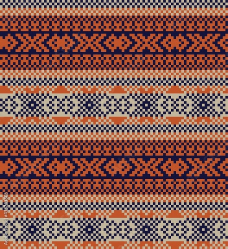 Brown Christmas Fair Isle Seamless Pattern Background