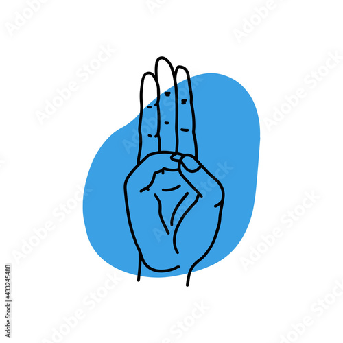 Mudra Buddhi. Hands vector illustration. Yogic hand gesture. 