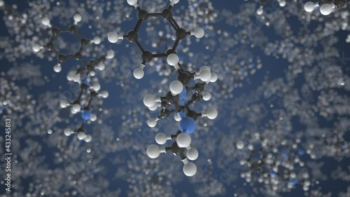 Molecule of Cyclizine. Molecular model, looping seamless 3d animation photo