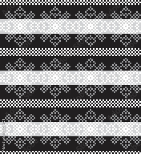 Black and White Christmas Fair Isle Seamless Pattern Background