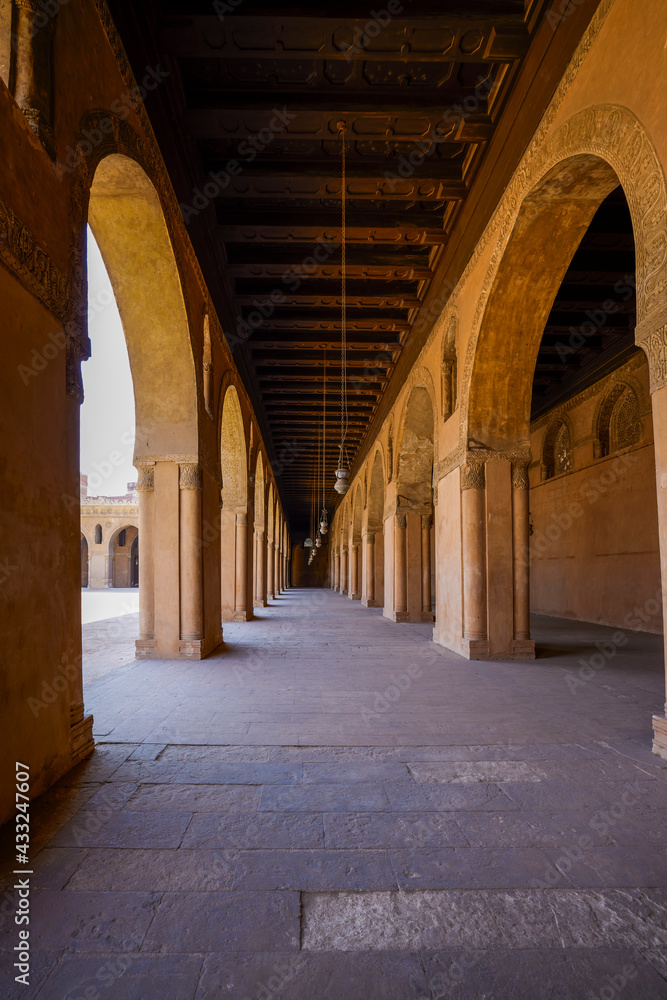 Cairo, Egypt - April 23, 2021: images with streets and architecture in Cairo, Year of the Crown-Virus Pandemic.