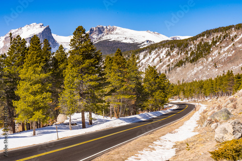 Winding Road Through Rocky Mountain National Park in Colorado