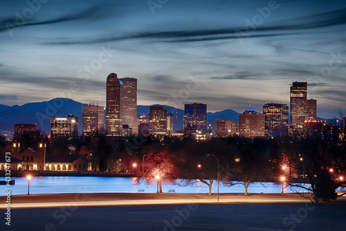 Denver, Colorado city skyline at night
