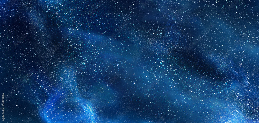 Fototapeta premium Blue night sky with fog and stars