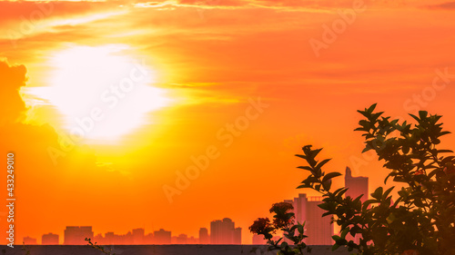 abstract background view of the colorful twilight sky.In the evening  the colorful changes  pink  orange  yellow  purple  sky  merge into the beauty of nature