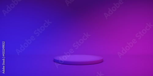3D rendering  Close up empty colorful  pedestal or podium  neon pink and purple colors  blank empty space for your copy or design  abstract design for background.