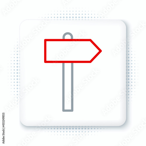 Line Road traffic sign. Signpost icon isolated on white background. Pointer symbol. Street information sign. Direction sign. Colorful outline concept. Vector