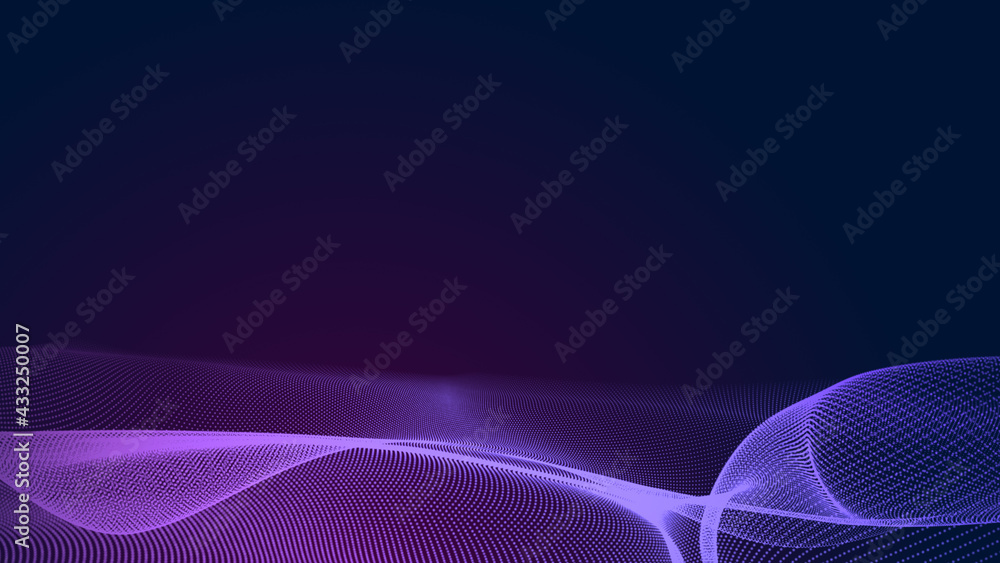 Dot blue purple wave line light gradient dark background. Abstract technology big data digital background. 3d rendering. Dot blue purple wave line light gradient dark background. Abstract technology big data digital background. 3d rendering.