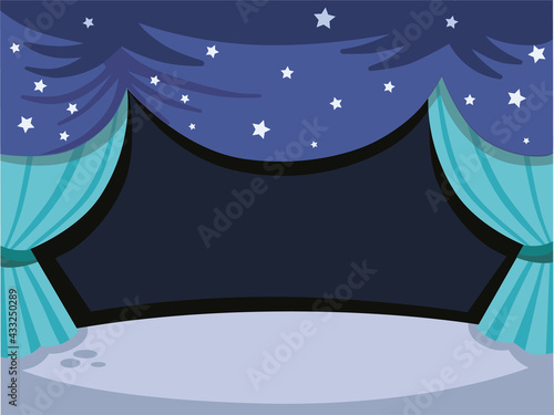 An empty theater stage. Vector illustration.