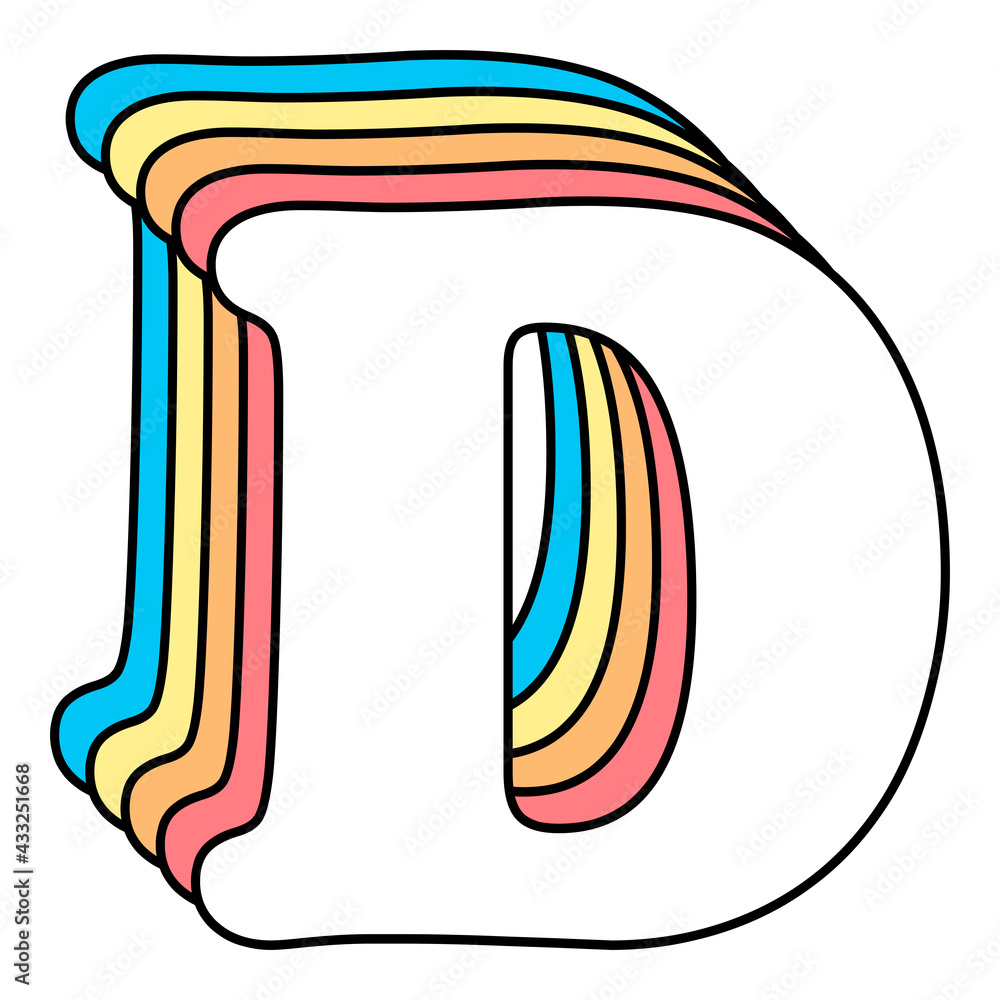 Letter D Monogram Letters Retro Font Rainbow Cute Pretty Aesthetic ...