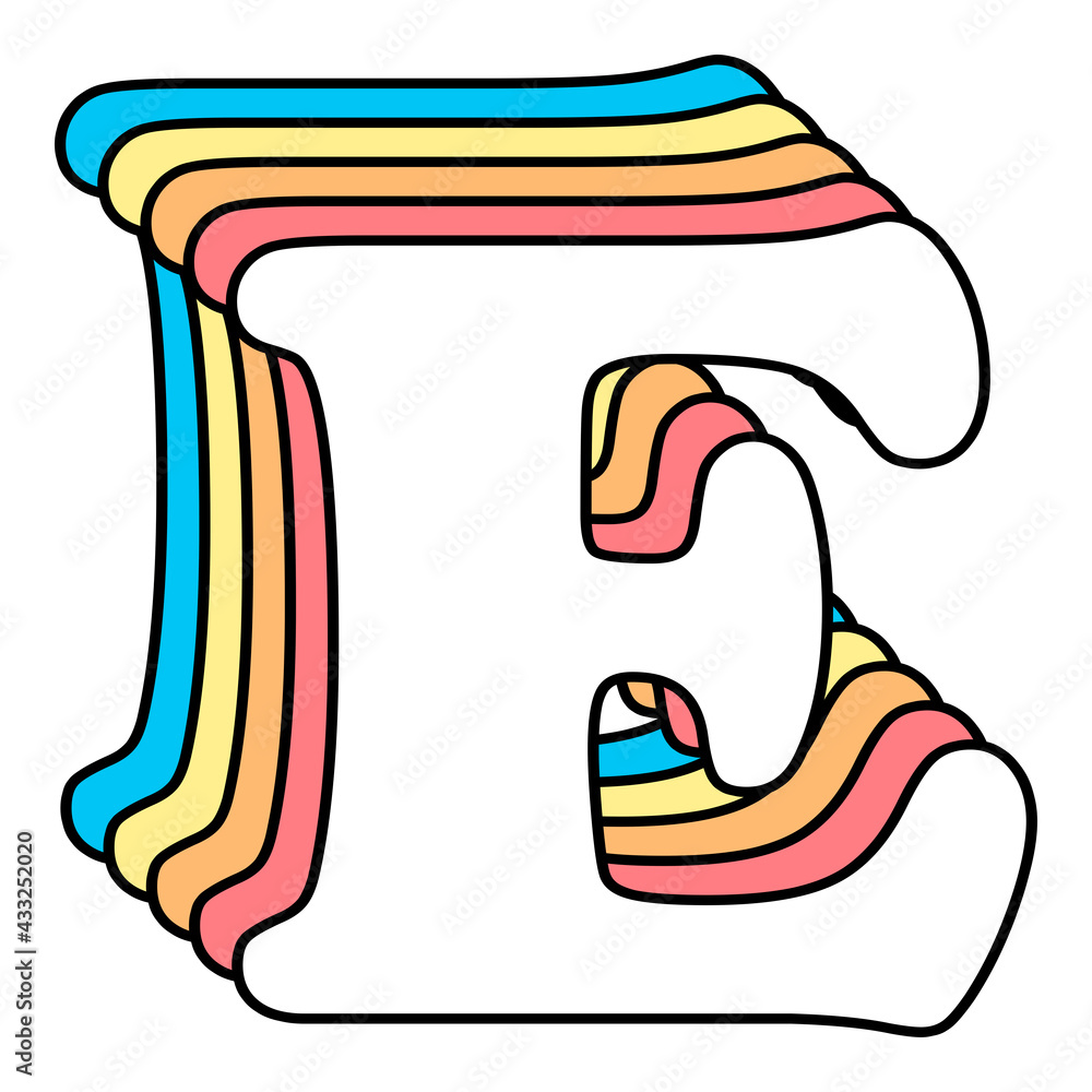 Letter E Monogram Letters Retro Font Rainbow Cute Pretty Aesthetic Letter E Monogram Letters Retro Font Rainbow Cute Pretty Aesthetic