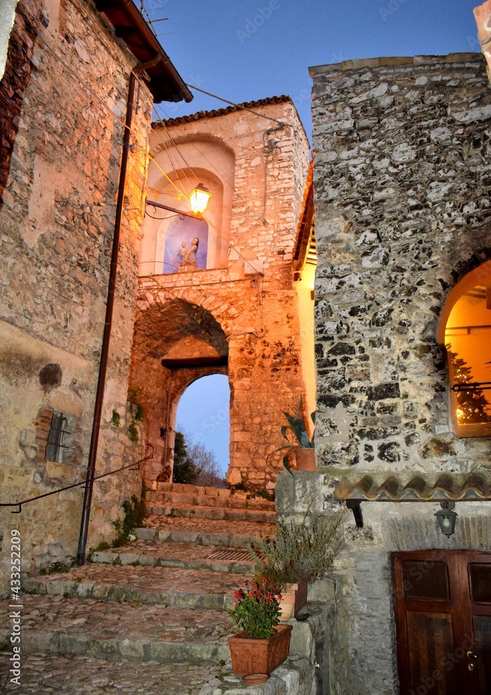 view of the old medieval village of Labro in the city of Rieti, Lazio, Italy
