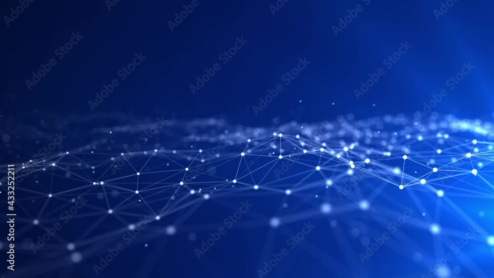 Abstract wave with moving dots and lines. Flow of particles. Cyber technology illustration. 3d rendering Abstract wave with moving dots and lines. Flow of particles. Cyber technology illustration. 3d rendering