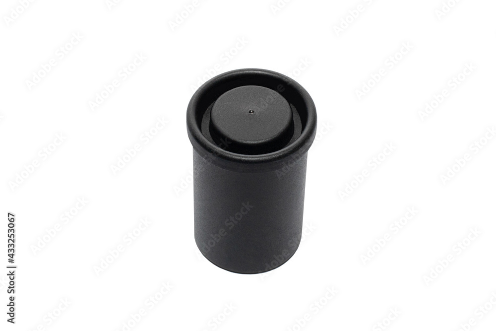 black plastic film roll case on white isolated background black plastic film roll case on white isolated background