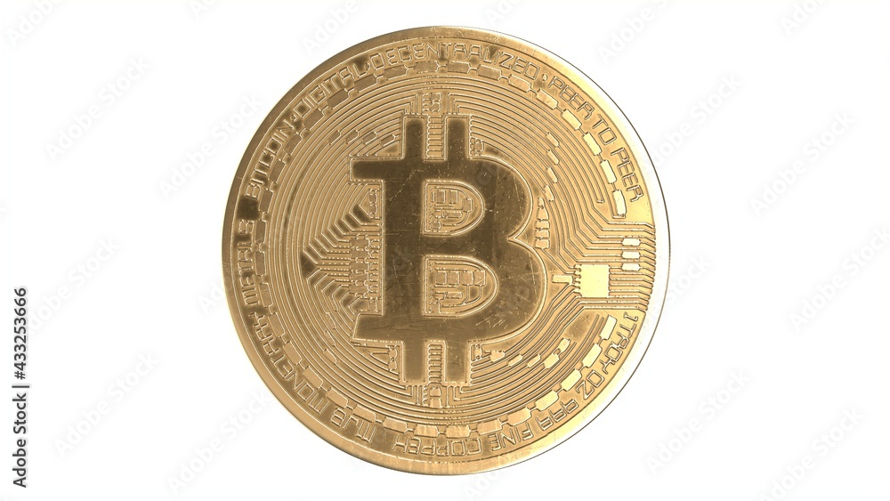 3D rendered illustration of Gold Bitcoin isolated on white 3D rendered illustration of Gold Bitcoin isolated on white