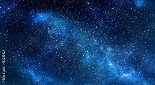 Blue night sky with fog and stars © Background.cc