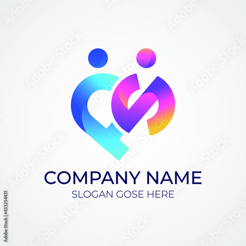 Modern abstract love logo । dating app logo । f logo ।  infinity love 