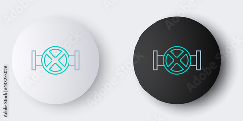 Line Industry metallic pipe and valve icon isolated on grey background. Colorful outline concept. Vector