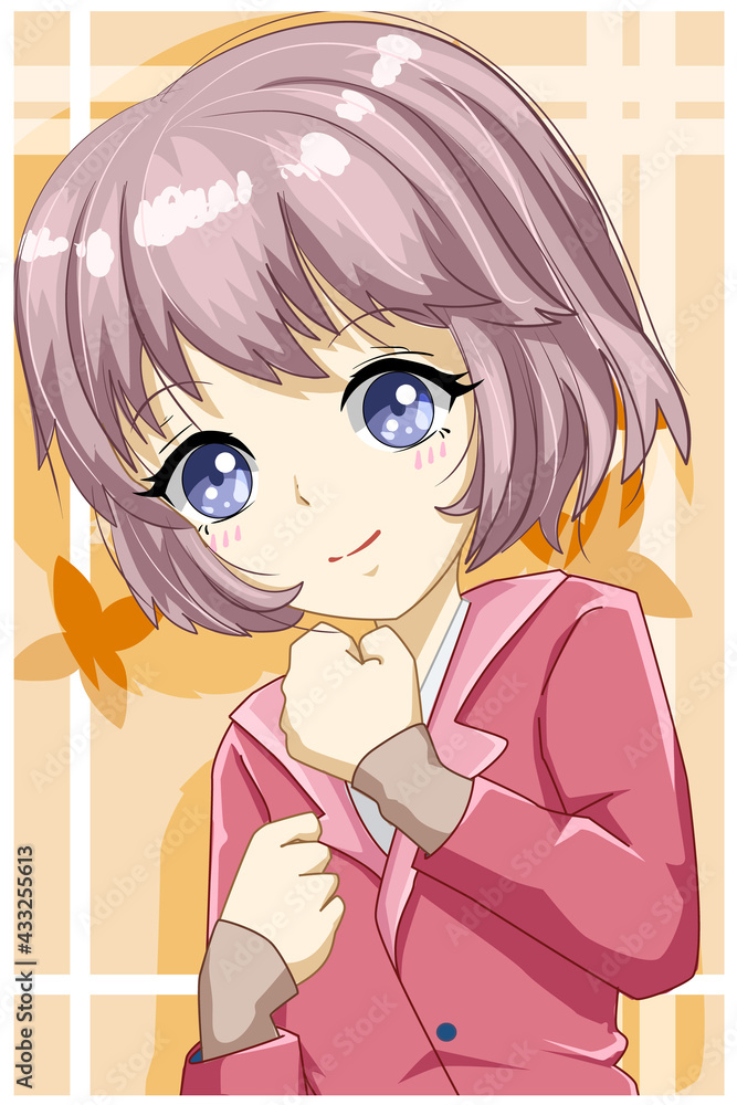 Cute and beautiful girl with red coat design character cartoon illustration Cute and beautiful girl with red coat design character cartoon illustration