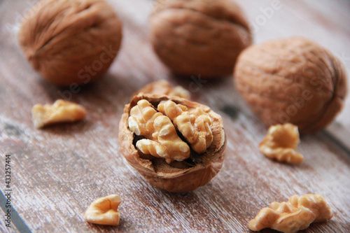natural walnuts in a hard brown shell