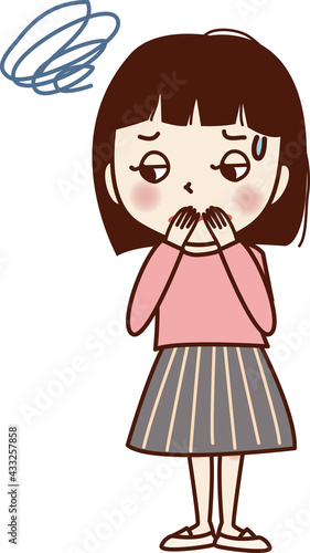 気分がすっきりしない若い女性。