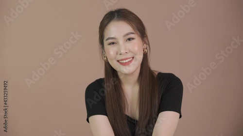 Beautiful woman smile. Happy girl feel relax