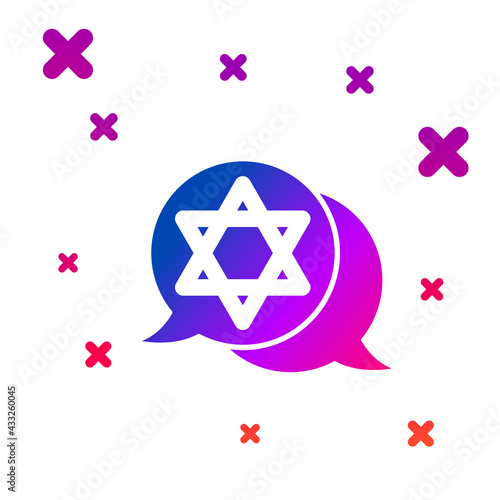 Color Star of David icon isolated on white background. Jewish religion symbol. Symbol of Israel. Gradient random dynamic shapes. Vector