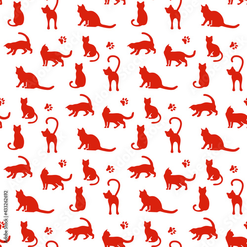 Vector seamless Pattern Cat Animal Pet Kitty