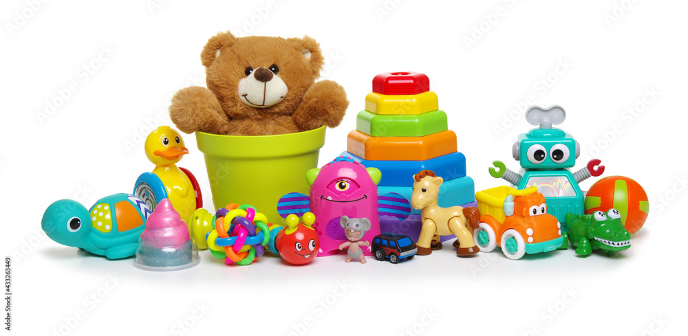Toys collection isolated on white Toys collection isolated on white