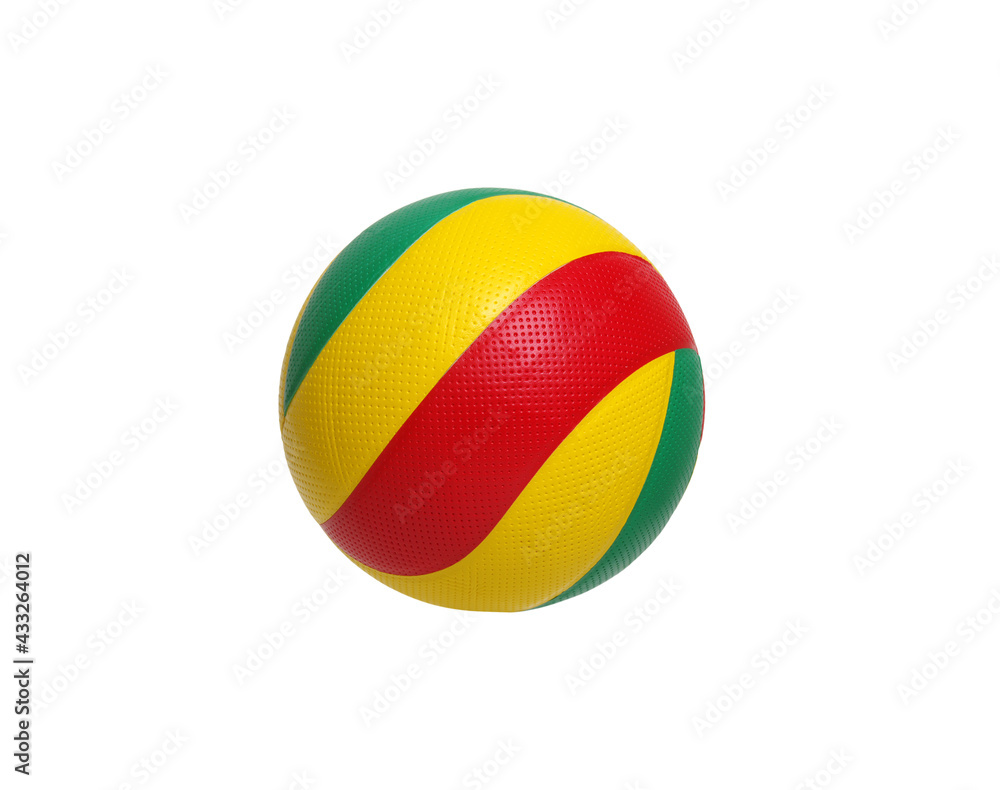 Beach ball  red , yellow and green color isolated on white
