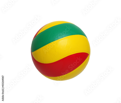 Beach ball red , yellow and green color isolated on white
