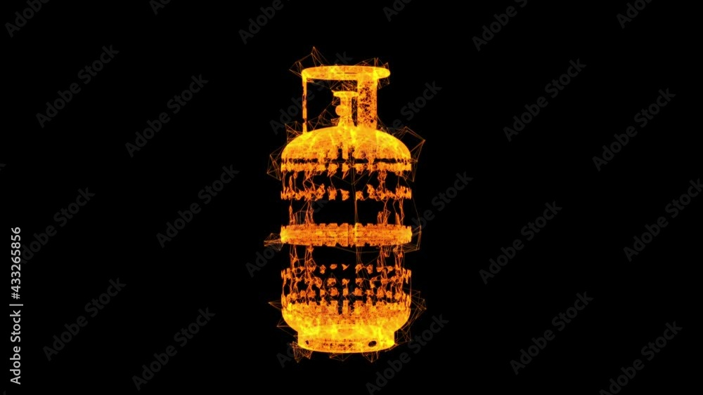 Flammable gas tank. Propane, butane, methane gas tank. Wireframe low poly mesh technology. Available in 4K FullHD and HD video Flammable gas tank. Propane, butane, methane gas tank. Wireframe low poly mesh technology. Available in 4K FullHD and HD video