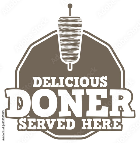 Delicious Doner Served Here. Vector Icon.