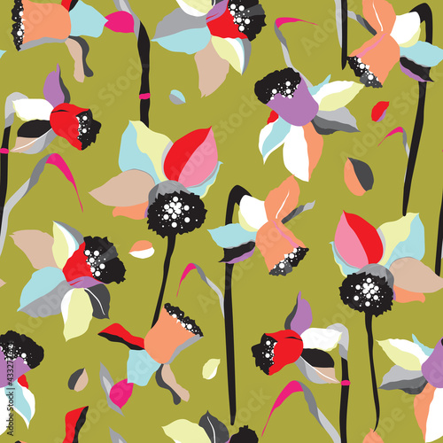 Colorful daffodils stylized...