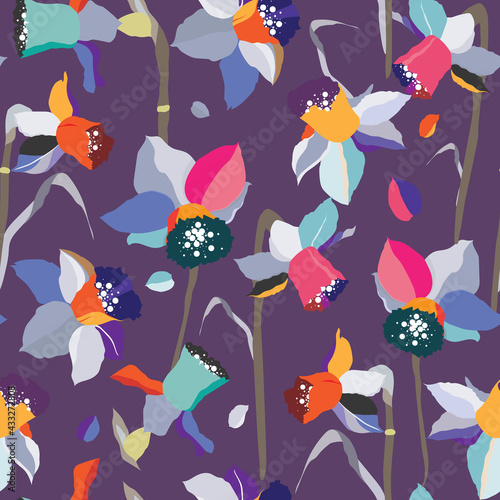 Colorful daffodils stylized...