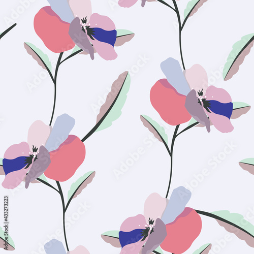 Colorful pansy flowers styl...