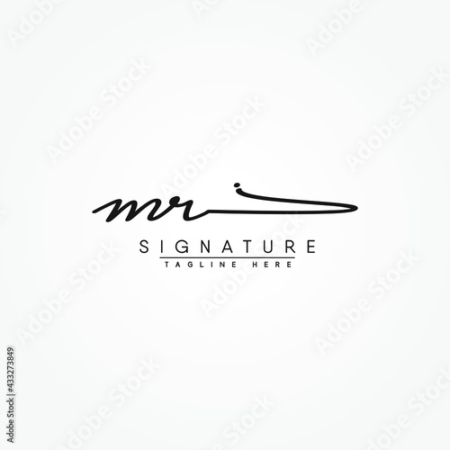 Initial Letter MR Logo - Handwritten Signature Style Logo
