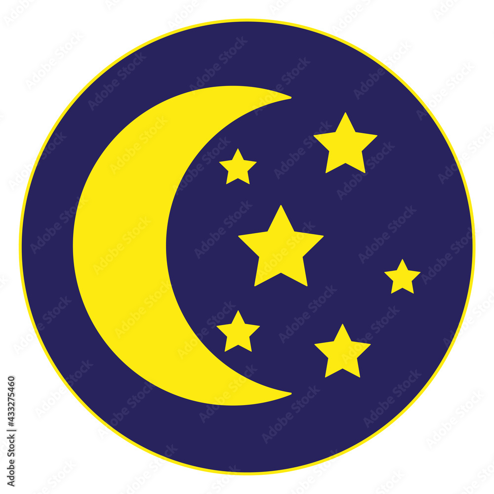 Moon with stars silhouette abstract web icon Moon with stars silhouette abstract web icon