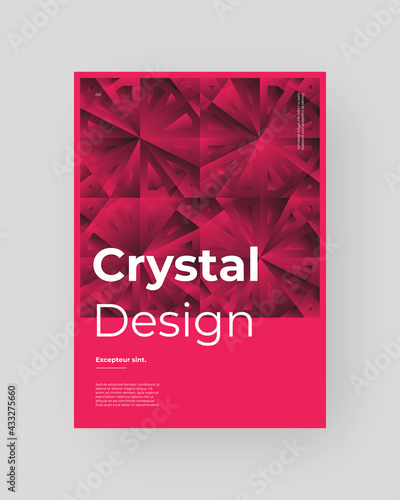 Abstract Placard, Poster, Flyer, Banner Design. Red geometric illustration on vertical A4 format. Flat shapes ornament. Decorative backdrop. Eps10