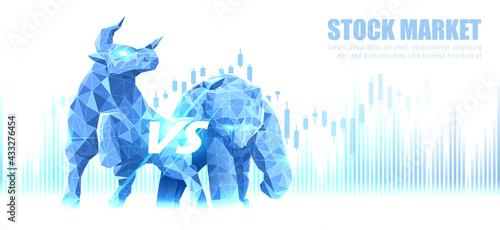 Concept art of Bullish and Bearish Stock Market suitable for Stock Marketing or Financial Investment