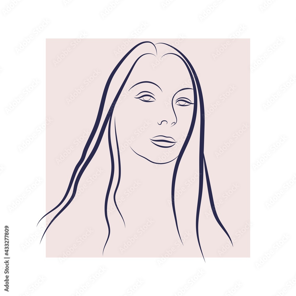 Vector face line art. Portrait for prints. Vector face line art. Portrait for prints.