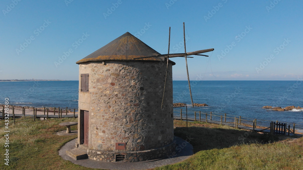 DRONE AERIAL VIEW: The ancient windmill and 