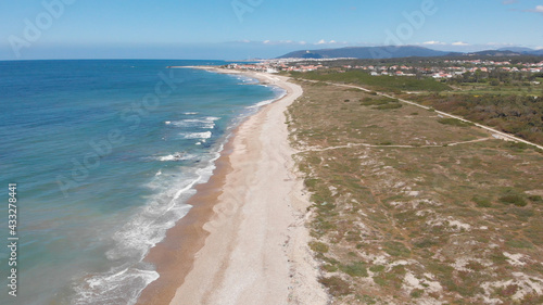DRONE AERIALVIEW: The Castle Beach in Neiva, Viana do Castelo, Portugal.