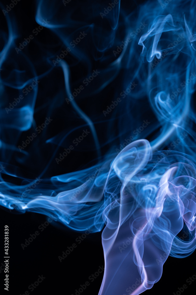 Multicolor Smoke painting on Black Background. Abstract.