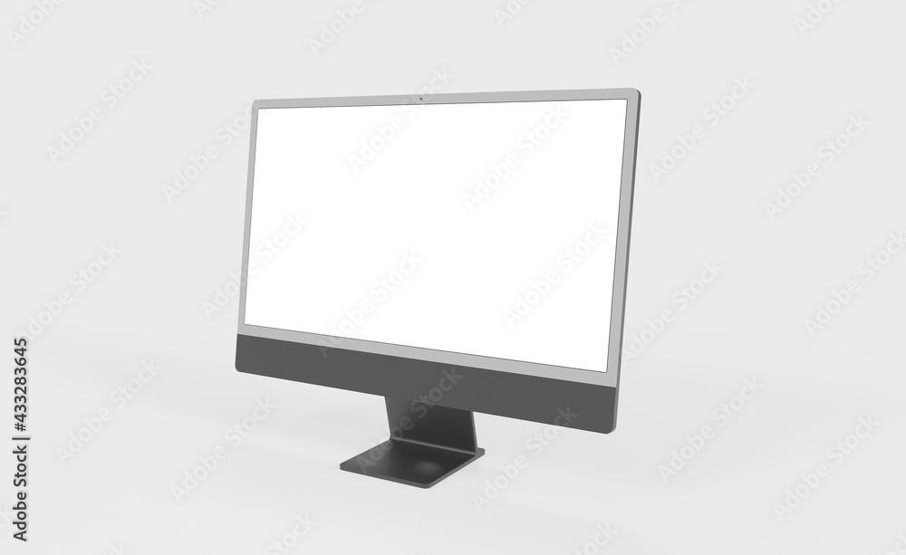 Computer display mock up with blank white screen. Stylish desktop computer mockup. new in 3d Computer display mock up with blank white screen. Stylish desktop computer mockup. new in 3d